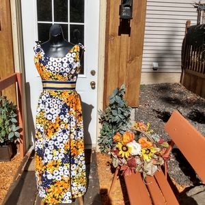 Authentic Vintage Handmade One of a kind 60/70s Vibrant floral garden Dress